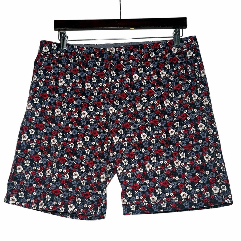 Tommy Hilfiger Shorts Wmn 12 Red Wht Blue Floral Preppy Bermuda Chino USA Casual